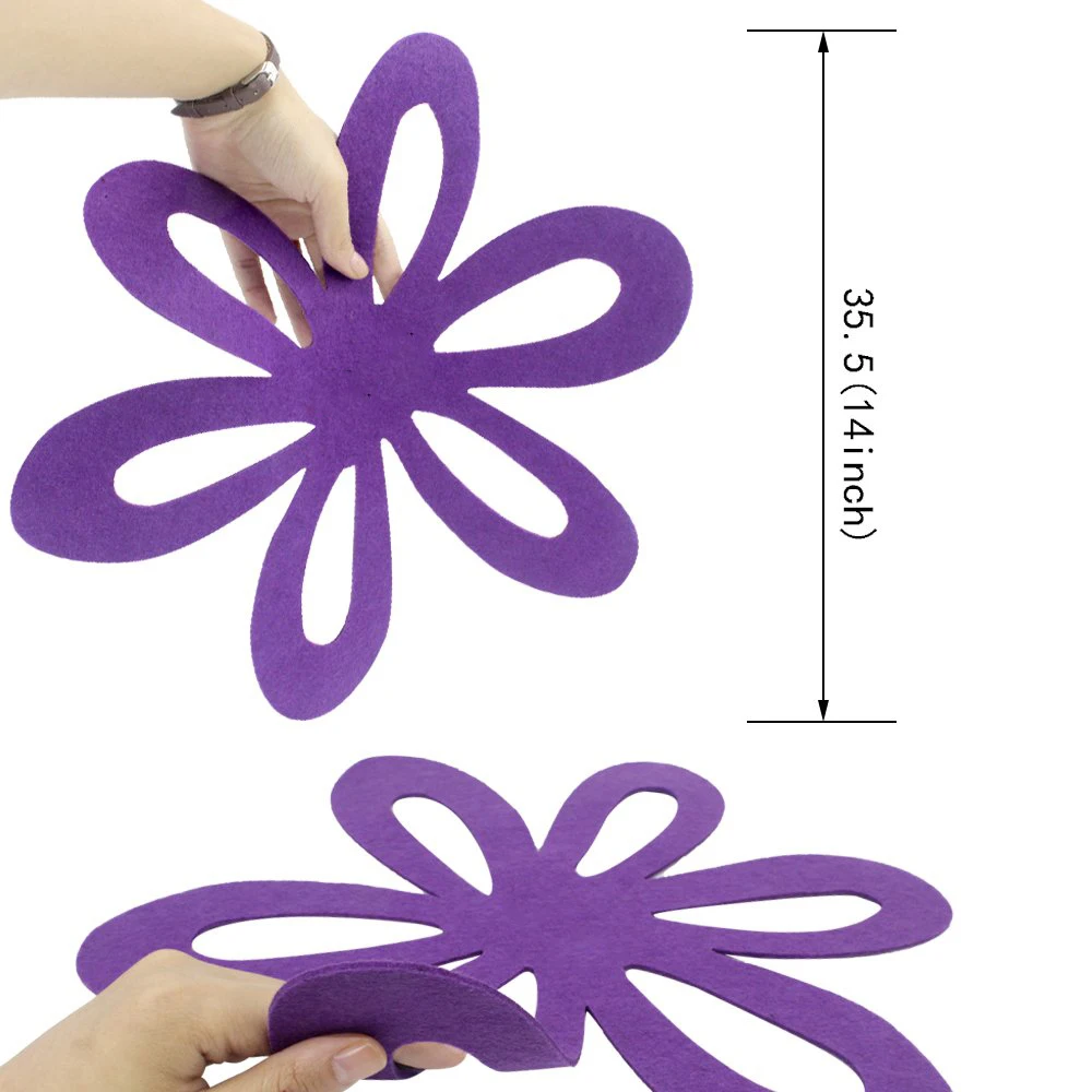 Customized Size And Color Petals And Flower Shape Rpet Felt Pad Pot And
