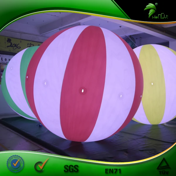Custom LED Light Flashing Inflatable Beach Ball Colorful Printing Helium Flying Advertising Hanging Balloon