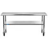 Folded heavy duty metal rotating customized logo commercial kitchen stainless steel sink work bench with wheels