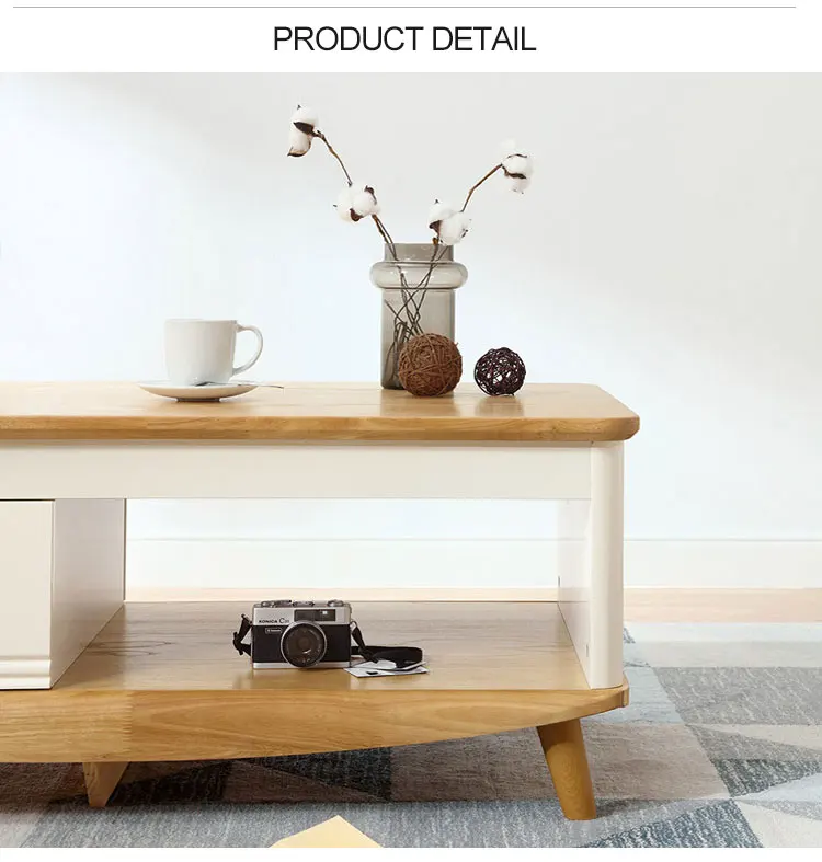 Living room simple nordic furniture solid wood leg coffee table