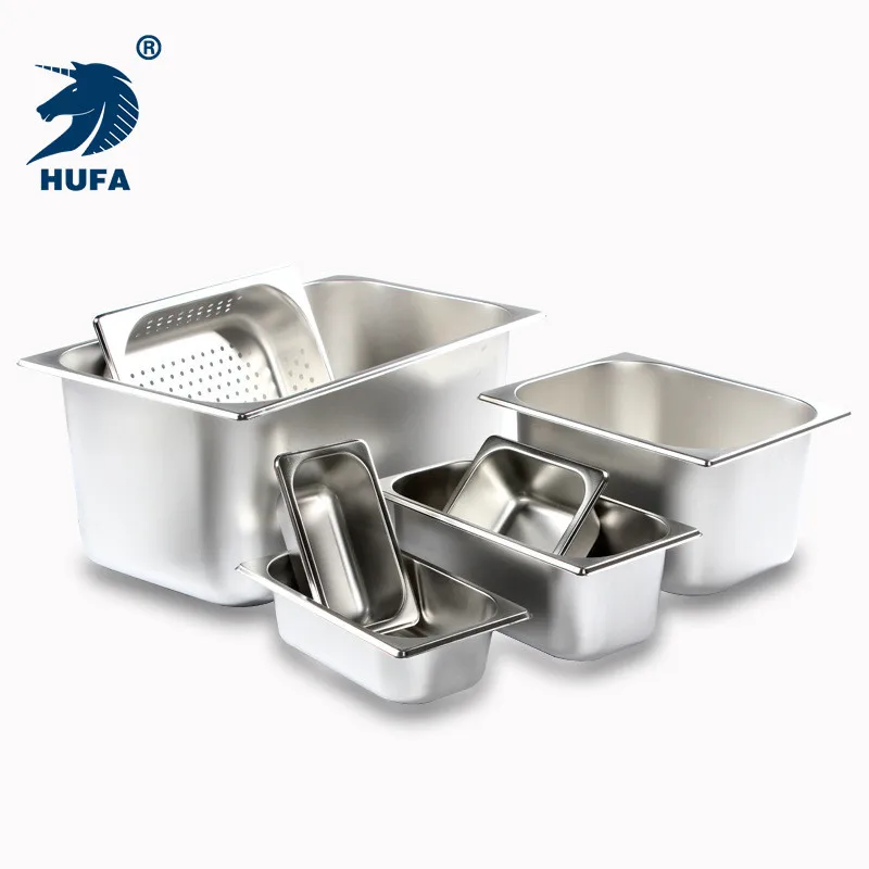 Customized 1/6 15cm Depth Stainless Steel Gastronorm Kitchenware Accessories Metal Stainless Steel Gastronorm Container GN Pan