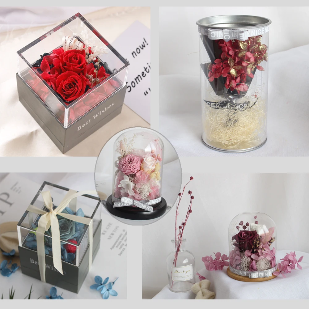 Valentine's Mother's Day Gift Handmade Preserved Rose Flower In Glass