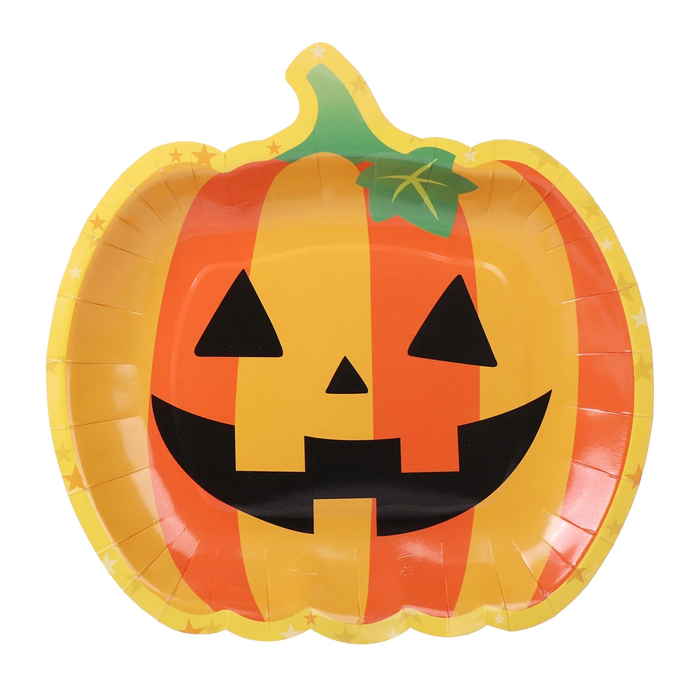 Halloween Plates Pumpkin Shaped Paper Plates Disposable for Halloween Decorations for Supplies Halloween Party Supplies Favor factory