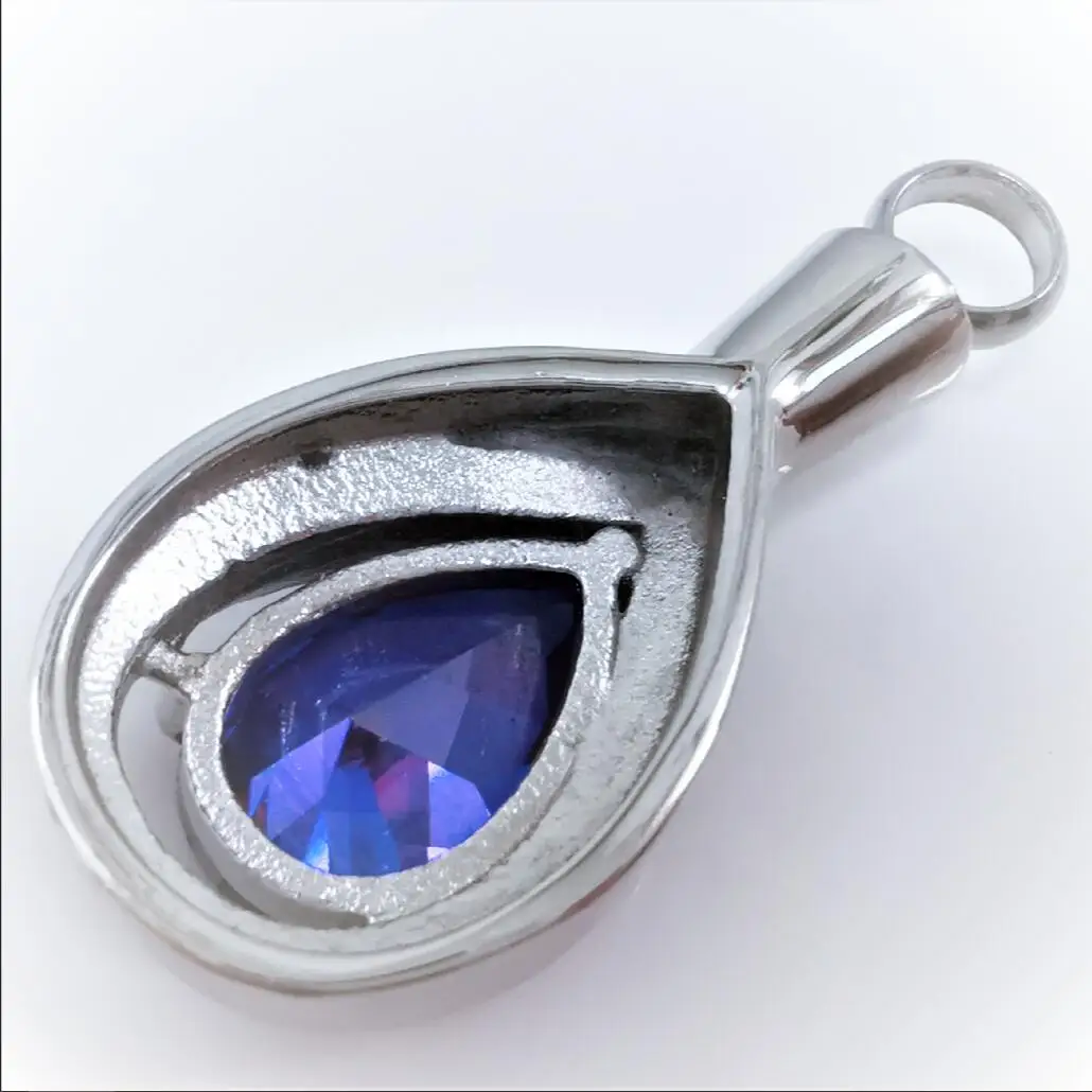 Memorial Necklace For Ashes - Water Drop Stainless Steel Cremation Pendant With Gold Plating - View #9