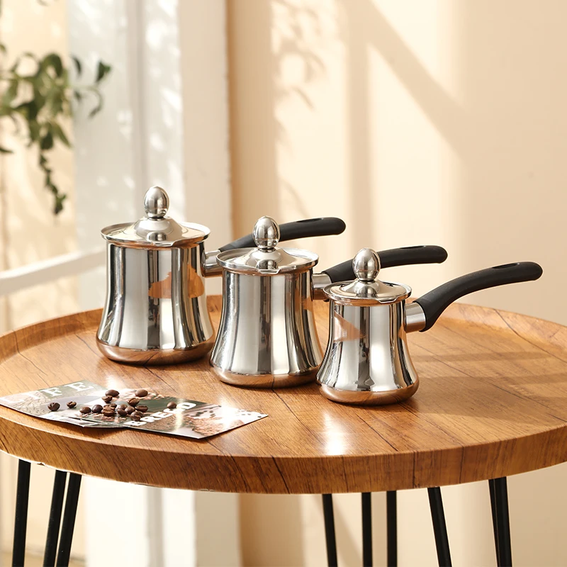 Turkish Style Coffee Warmer — Mirror Polished Stainless Steel
