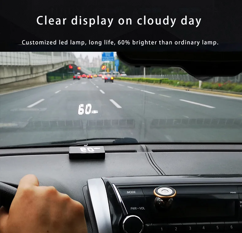 Classic HUD A100 Universal OBD Car  Head Up Display Windshield Digital Automotive Instrument speed  water temperature