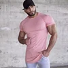 High quality custom fitness Curved Hem Long Line Blank T Shirts