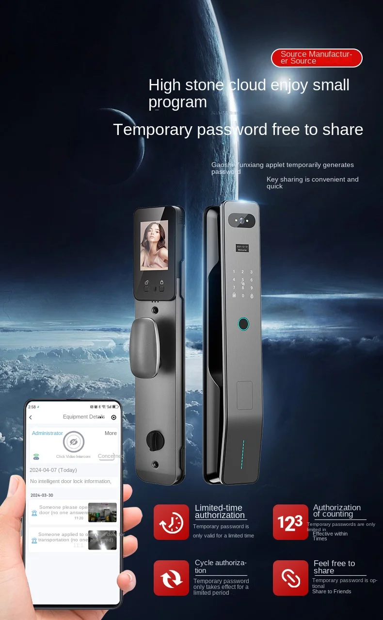 Biometric Fingerprint 3D Face Recognition Smart Door Lock with NFC WiFi ...