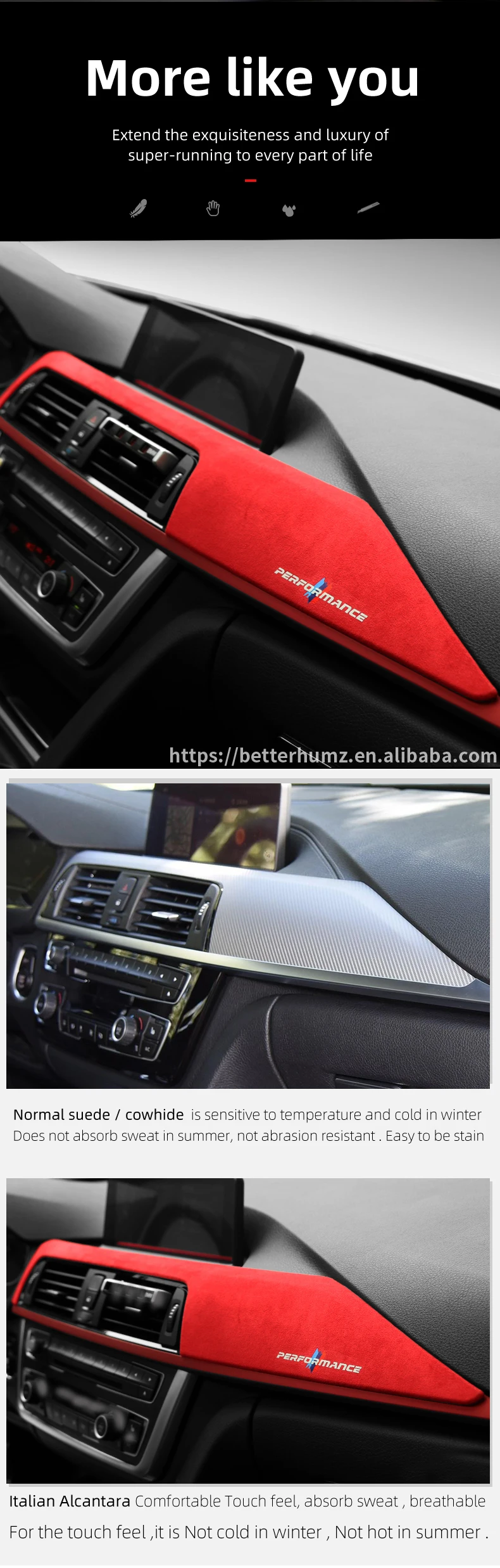 Alcantara Wrap For BMW F30 F31 F32 F34 F36 Dashboard Panel Instrument Trim  Cover M Performance Stikcer Car Interior Accessories