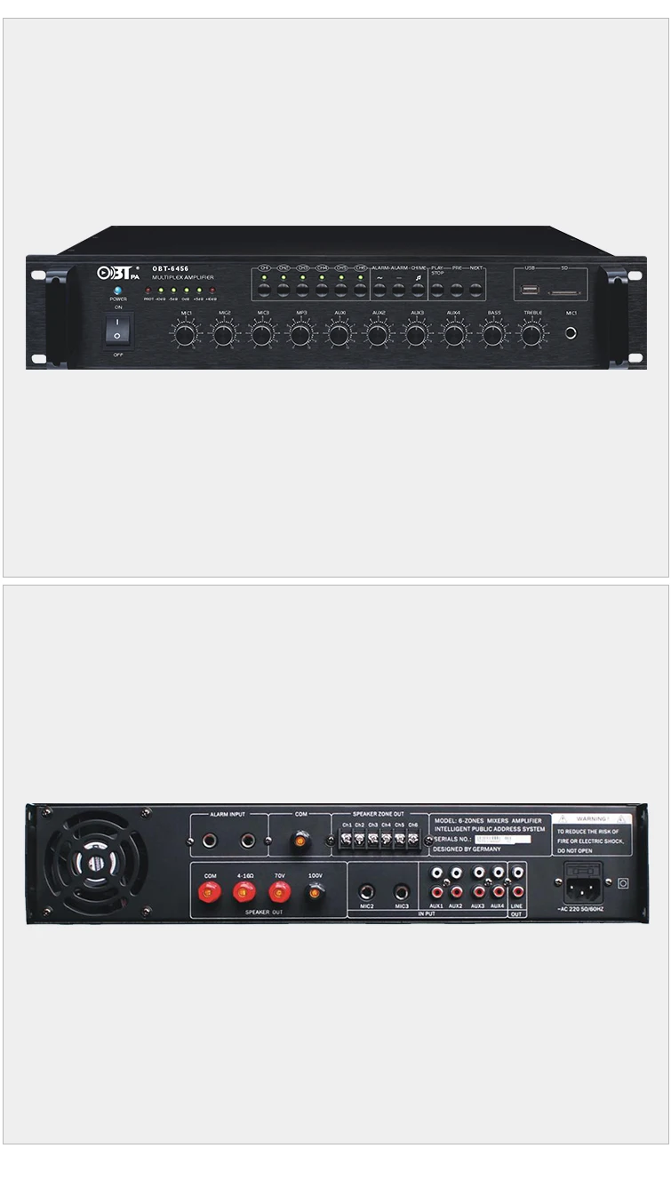 Amplificador De Audio Ultrasonico De 6 Zonas Mezclador De Potencia Profesional Para Sistema De Direccion Del Publico Obt 6456 450 Vatios Buy Public Address Mixer And Power Amplifier 6 Zone Power Mixer Amplifier Ultrasonic Power Amplifier Product