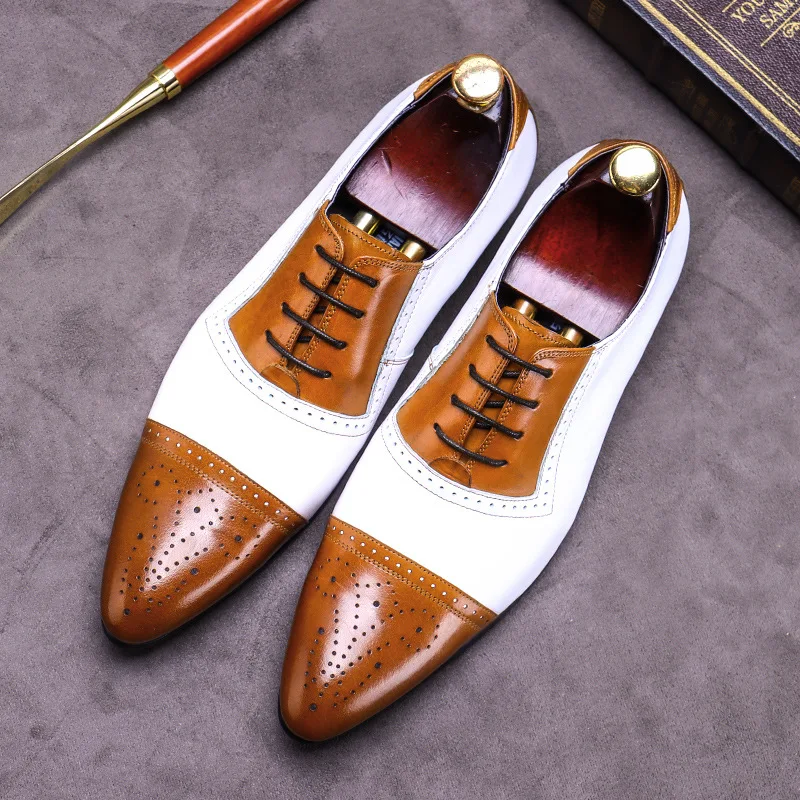 Wedding Male Leather Shoes Bridegroom's Business Suit Leather British ...
