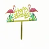Birthday Party Supplies Acrylic Mirror Gold Flamingo Happy Birthday Cake Toppers