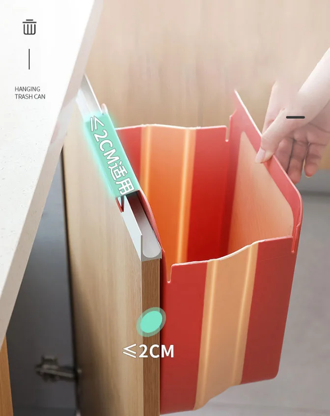Wallmounted Kitchen Plastic Hanging Folding Trash Can Bin Kitchen
