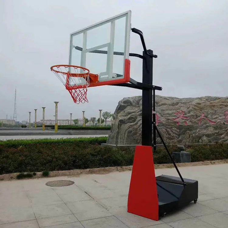 Adjustable Basketball Hoop Standard Basket Ball Hoop With Tempered Glass Backboard 