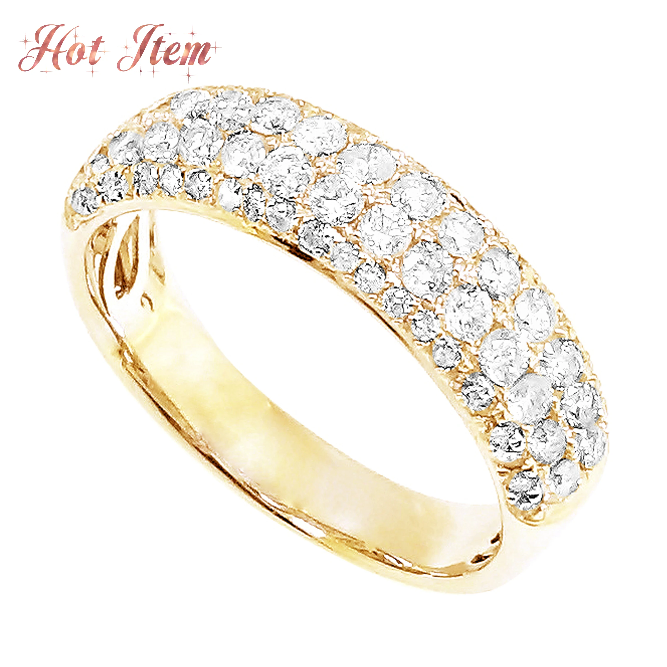 Art Deco Unique Wedding Woman Jewellery 18K Rose Gold Yellow Gold 0.7 Carat Diamond Band Rings For Lady
