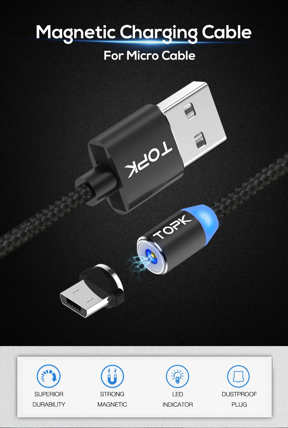 low price data cable with magnet magnetic usb charger cord sync 2m data cable - ANKUX.COM