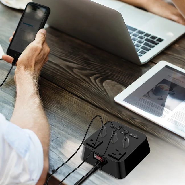 6ft Power Cord Charging Station Cube Alarm Clock Power Strip Usb For