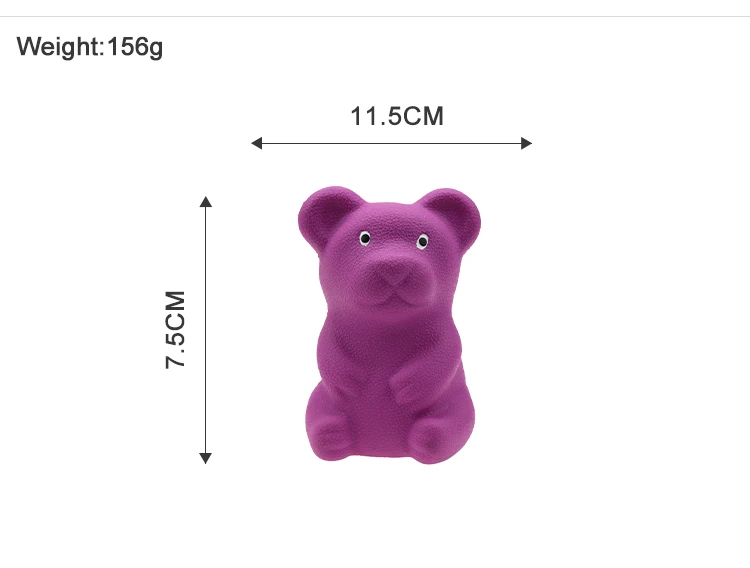 Squeaky rubber dog  toy    Cute Bear Rubber Toy Manufacturer Customized 70% Rubber Content with Safety Inspection Food Grade