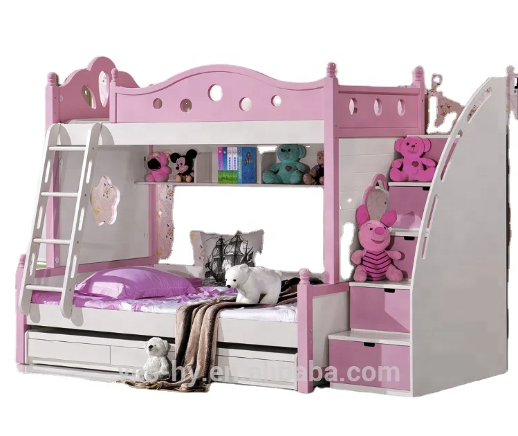pink and purple bunk beds