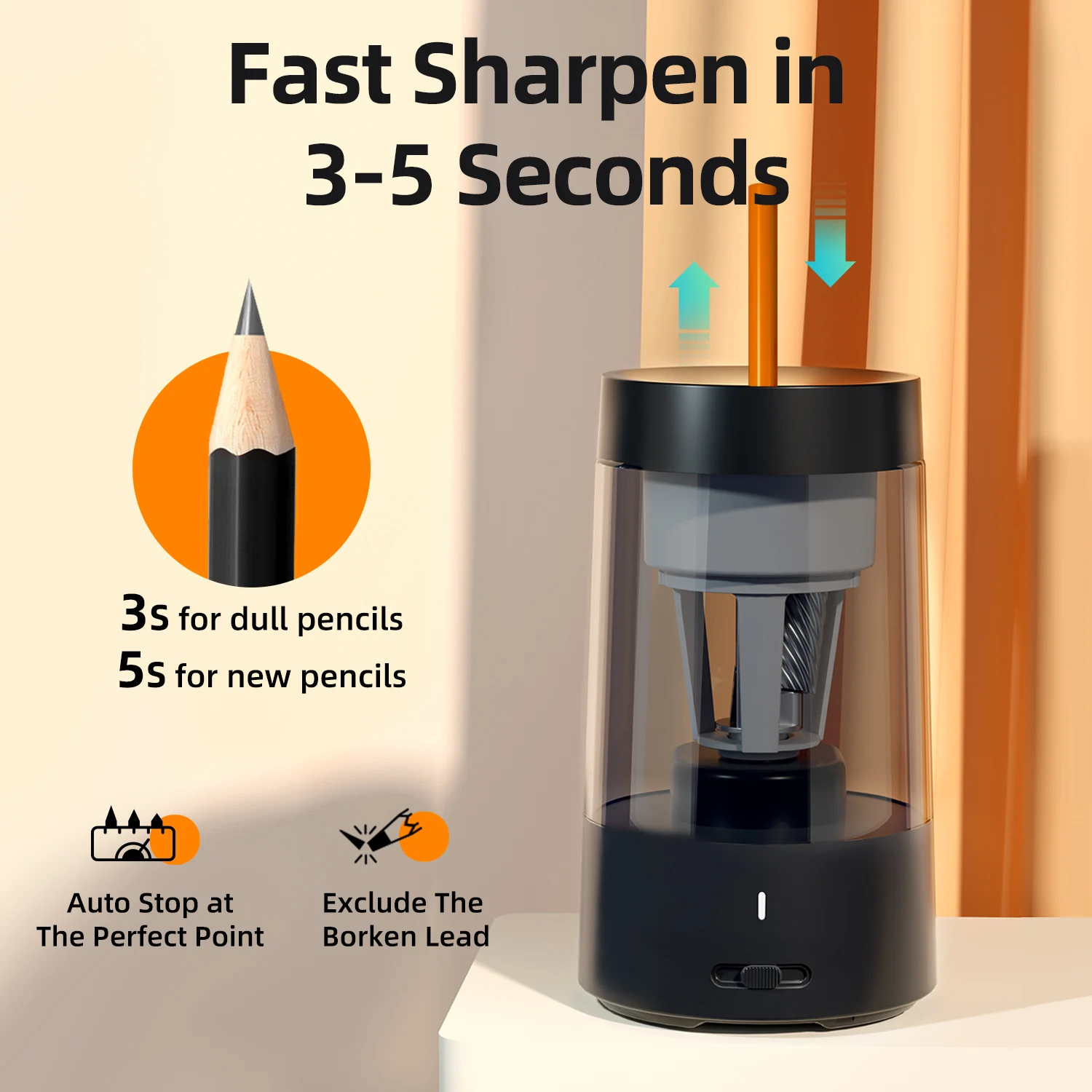 Fully Automatic Pencil Sharpener, Electric Color Pencil Sharpener ...