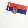 Custom marking polyester fabric flags national fans waving Serbia hand flag