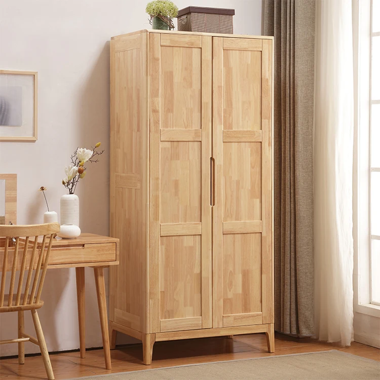 Armoire Honorine en chêne massif 2 portes avec étagères en bois - Meubles  Bois Massif