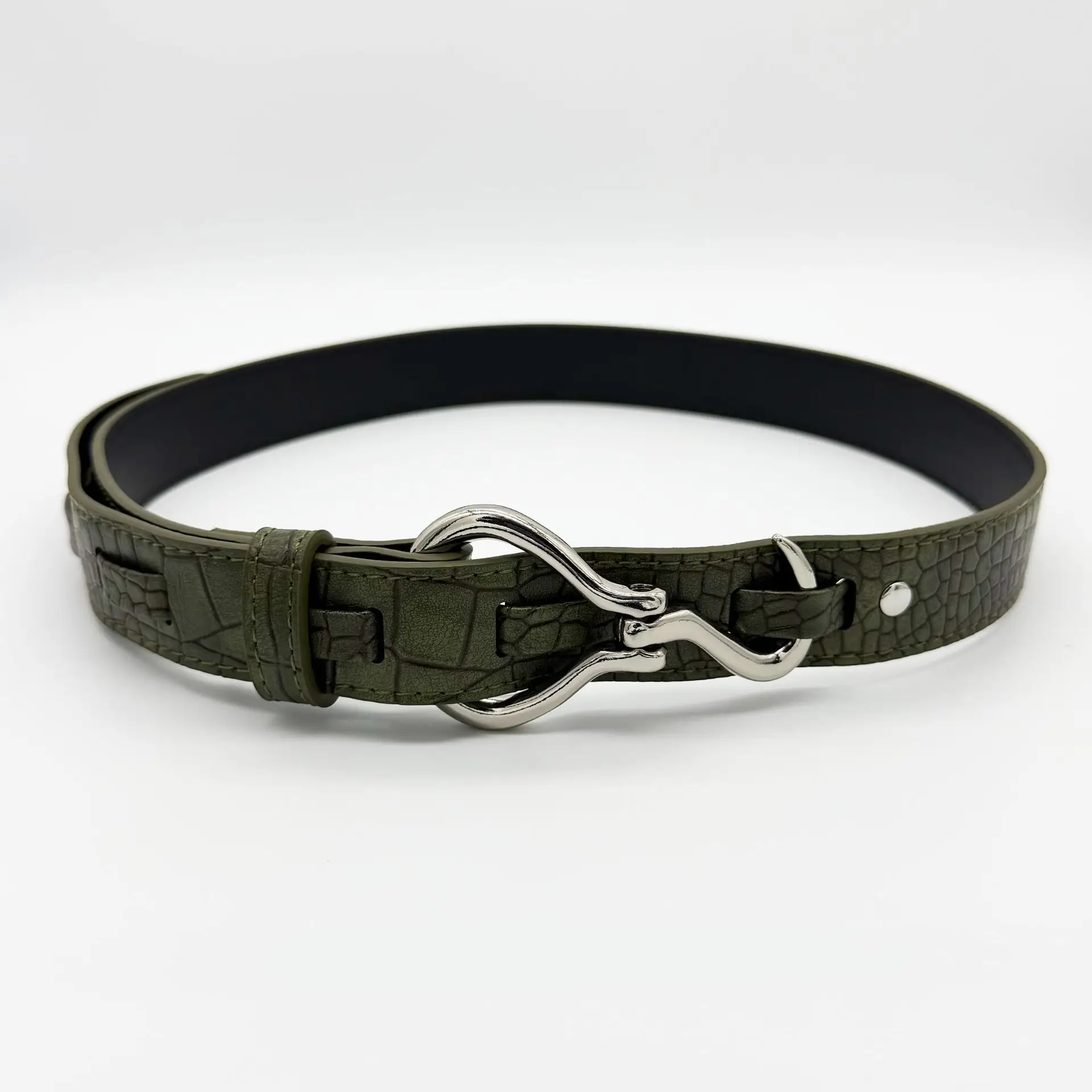 2026 New Fashion Design Women's With No-Hole Hook Solid Alloy Buckle, Heavy-Duty Versatile Jeans Belt_voghion.com