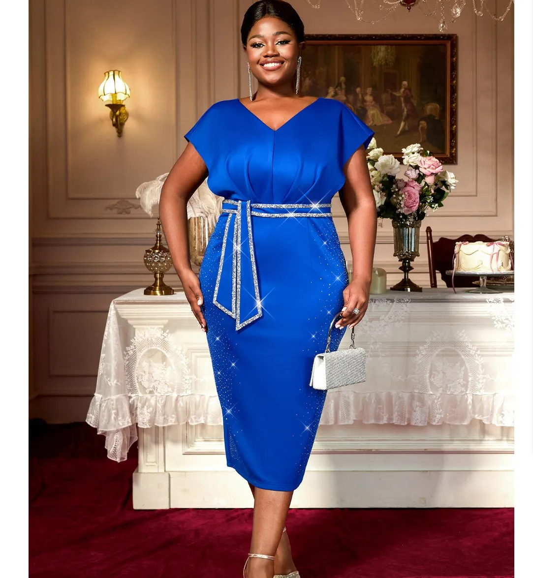 formal dress in china factory for purchase Wholesale High Quality Plus Size Party Dress Plus Size Bodycon Midi Dress End Use 1-SUB:Core Occasion