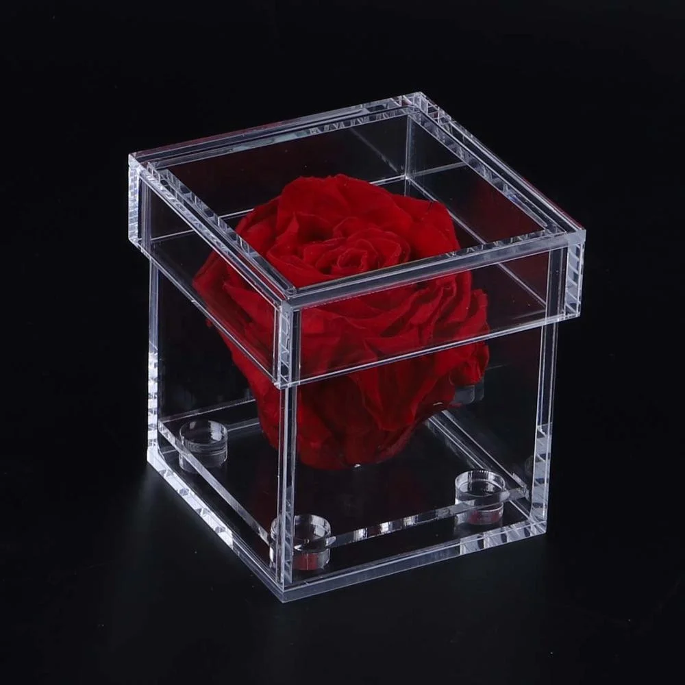Small Waterproof Clear Acrylic Rose Flower Box With Lid Buy Acrylic