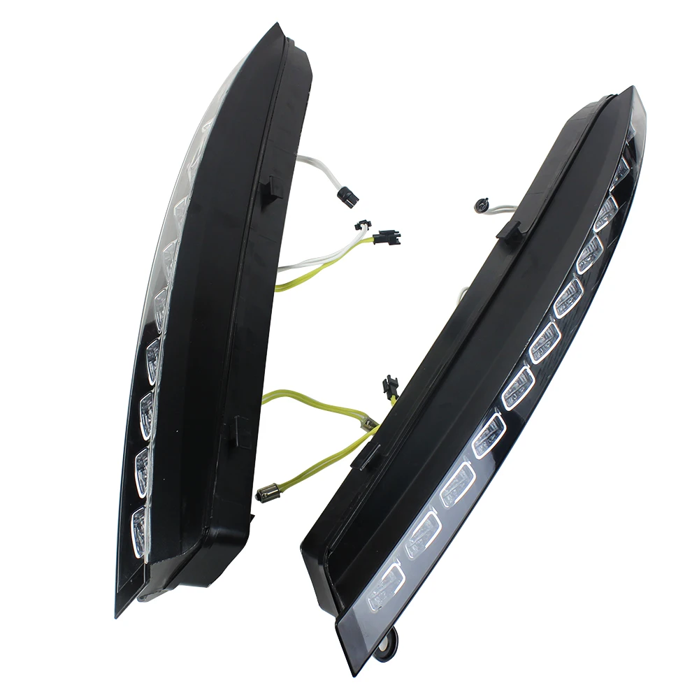 Led Daytime Running Light  Fit For Audi Q7 2006 - 2009 With White DRL Amber Turn Signal Light