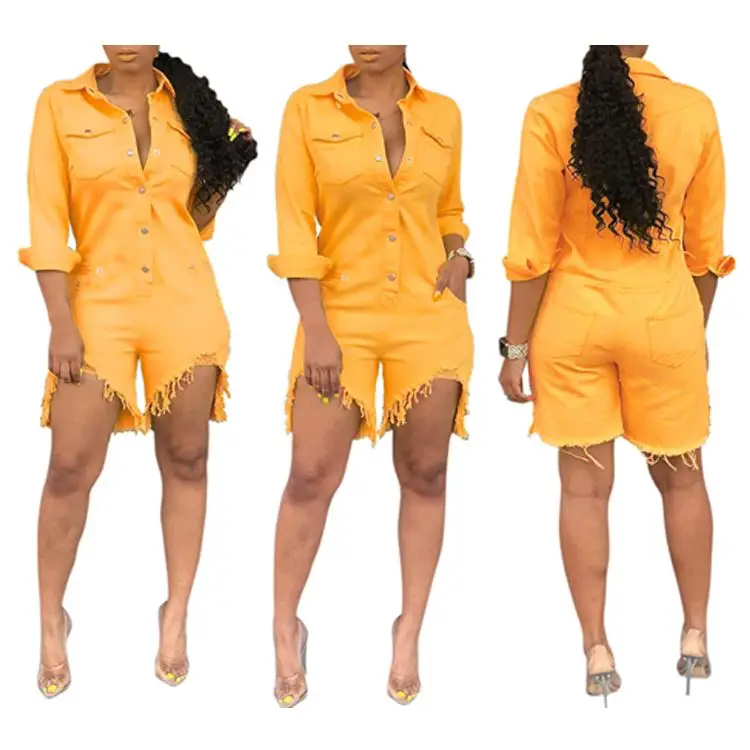 orange denim jumpsuit