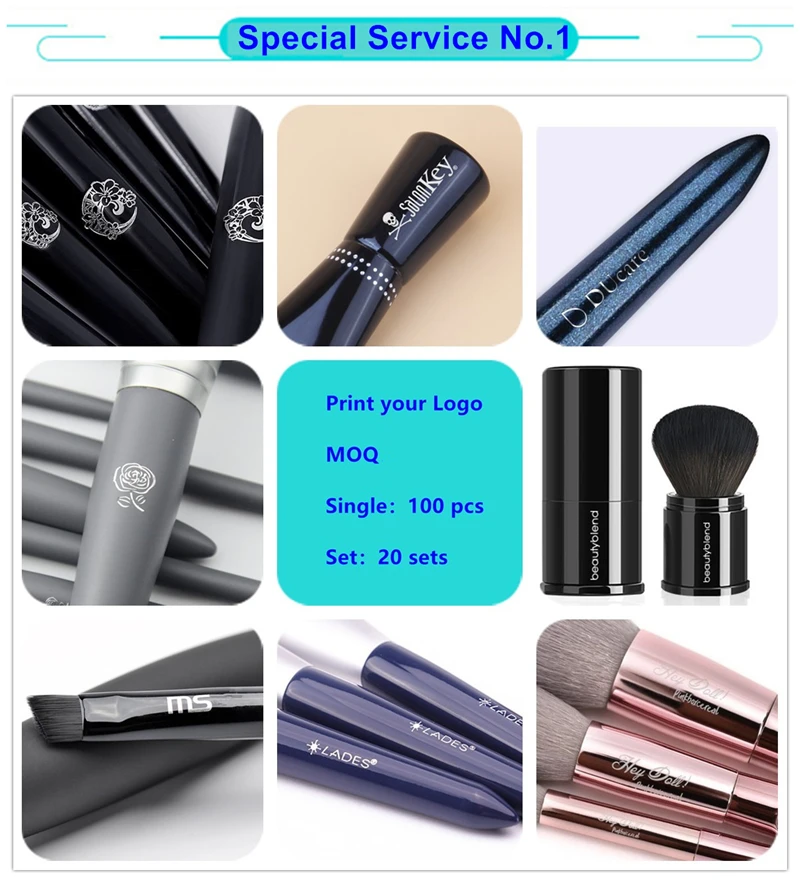 supplies custom individual luxury synthetic hair new shape bling makeup brushes for beauty