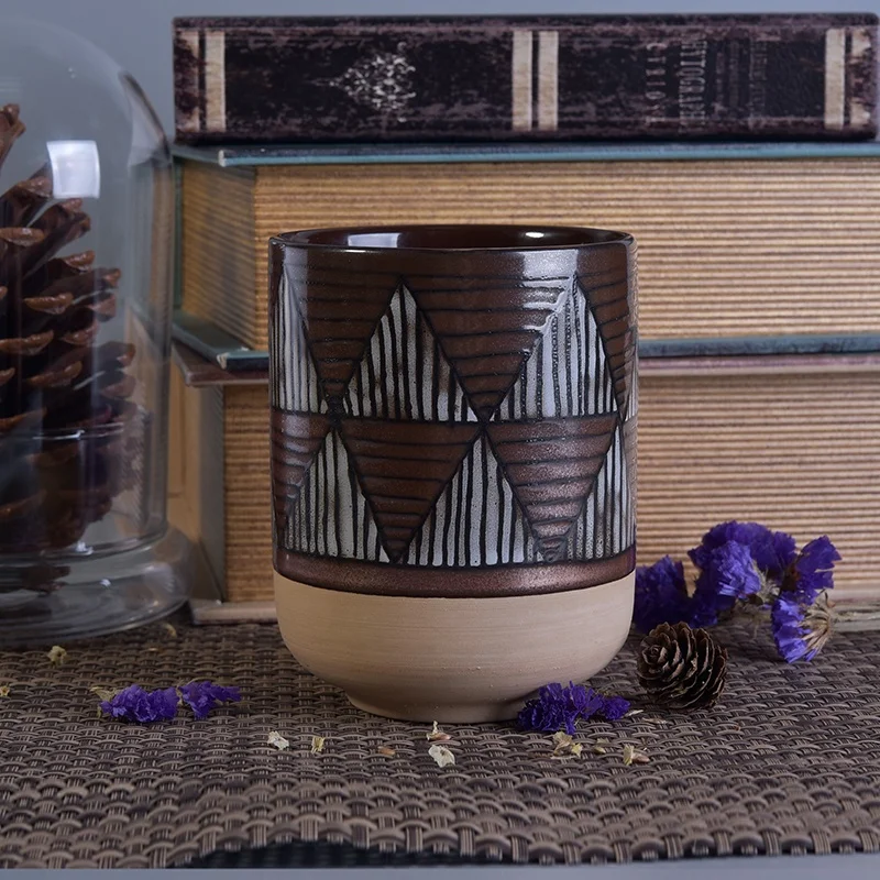 Vintage handmade glazed ceramic candle vessel tea light scented candle holders home decoration supply
