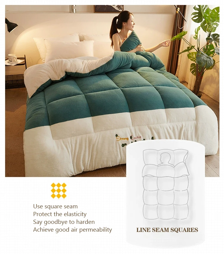 2023 Plaid New Pattern Winter Down Quilted Soft Warm Quilts Double Bed Comforter Flannel Quilt 100% Cotton Duvet Cover Polyester manufacture