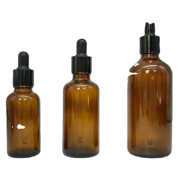 product unique 10ml  30ml transparent amber glass bottle mini dropper luxury flat design essential oil serum packaging for infusion-2