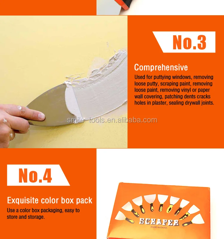 Plastic Handle Mirror Polished Blade Putty Knives Large Size Putty