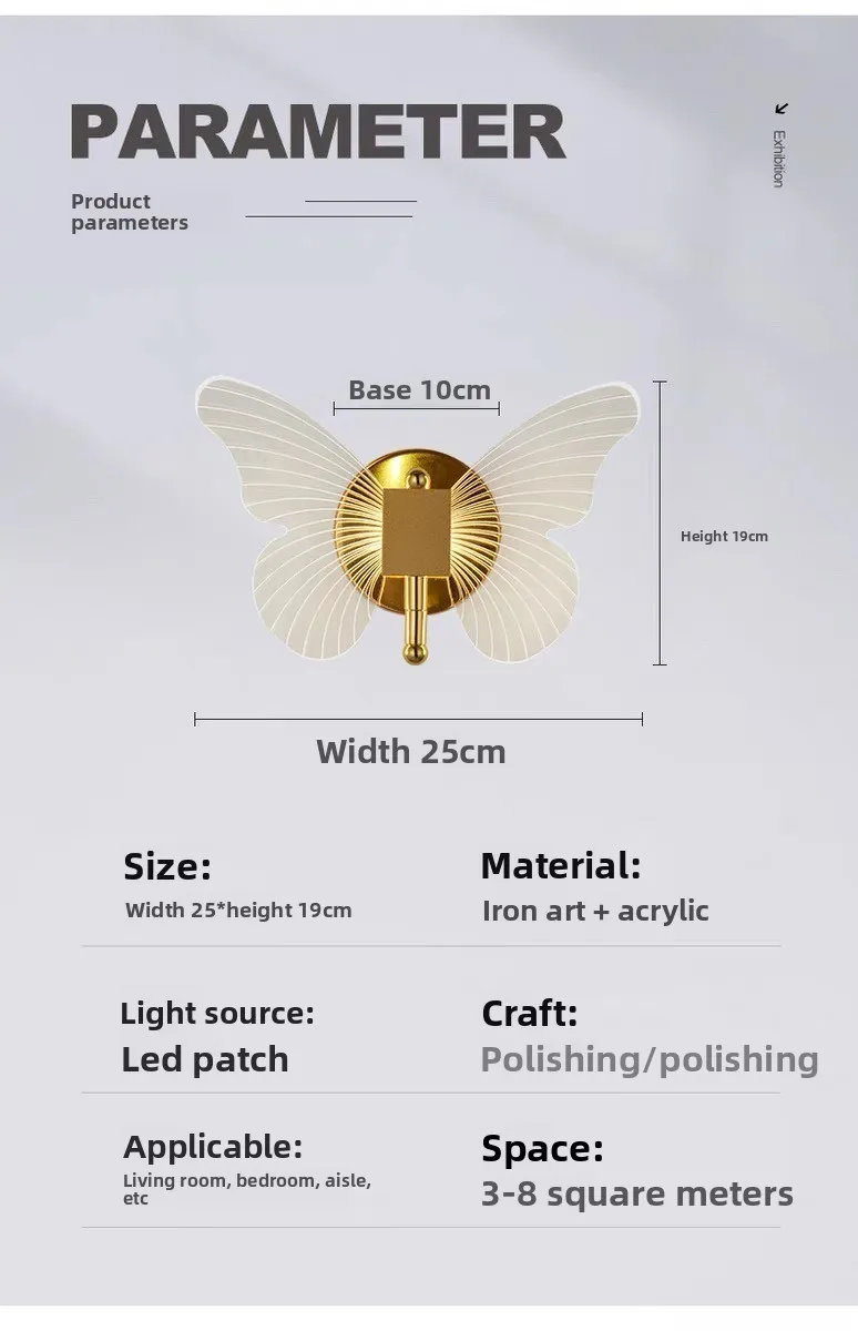 product butterfly inspired led wall lamp with light modern for nordic style hotels bedsides bedrooms and tv walls-7