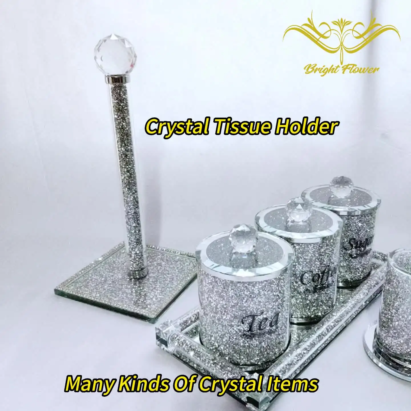 Porte-Serviettes Luxe Avec Boule Cristal - Distributeur Mouchoirs Métal Moderne Pour Table - Élégant Home & Restaurant