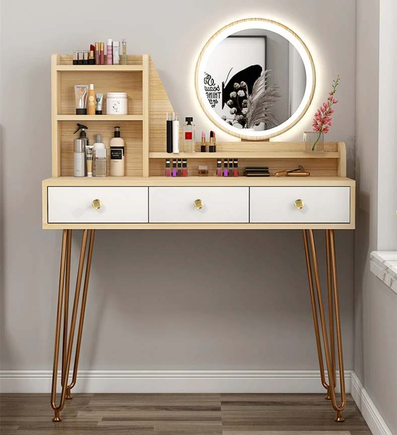 Luxury Dressing Table With Led Lights Bedroom Simple Storage
