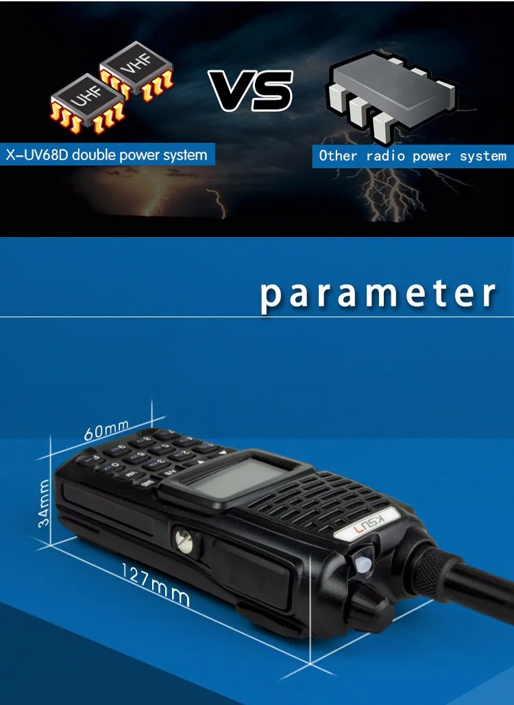 Ksun Ks68d Walkie Talkie Uv Dual Band Cb Radio Portable Two Way Ham