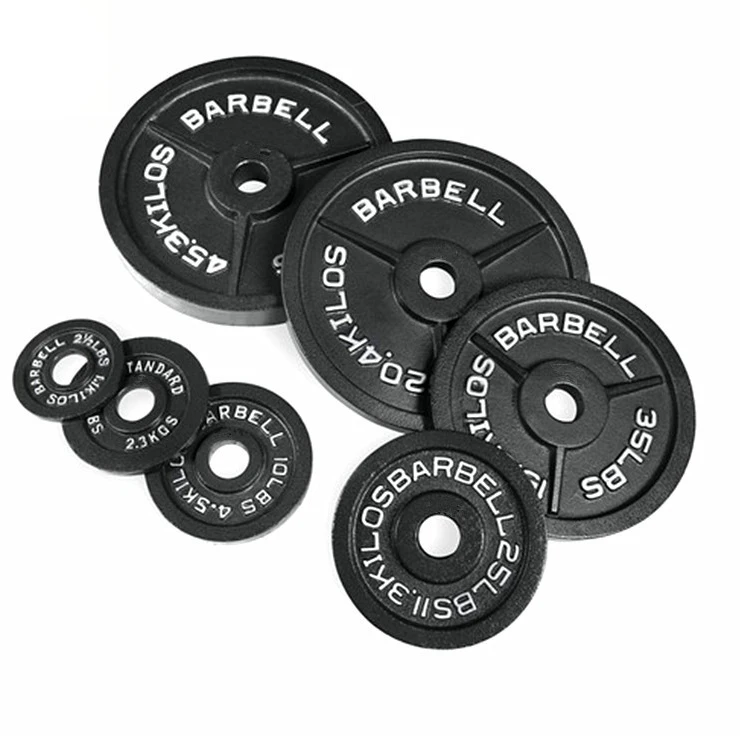 40 Kg Weight Plate Lifting Gym Body Solid Cast Iron Barbell Weights Tri ...