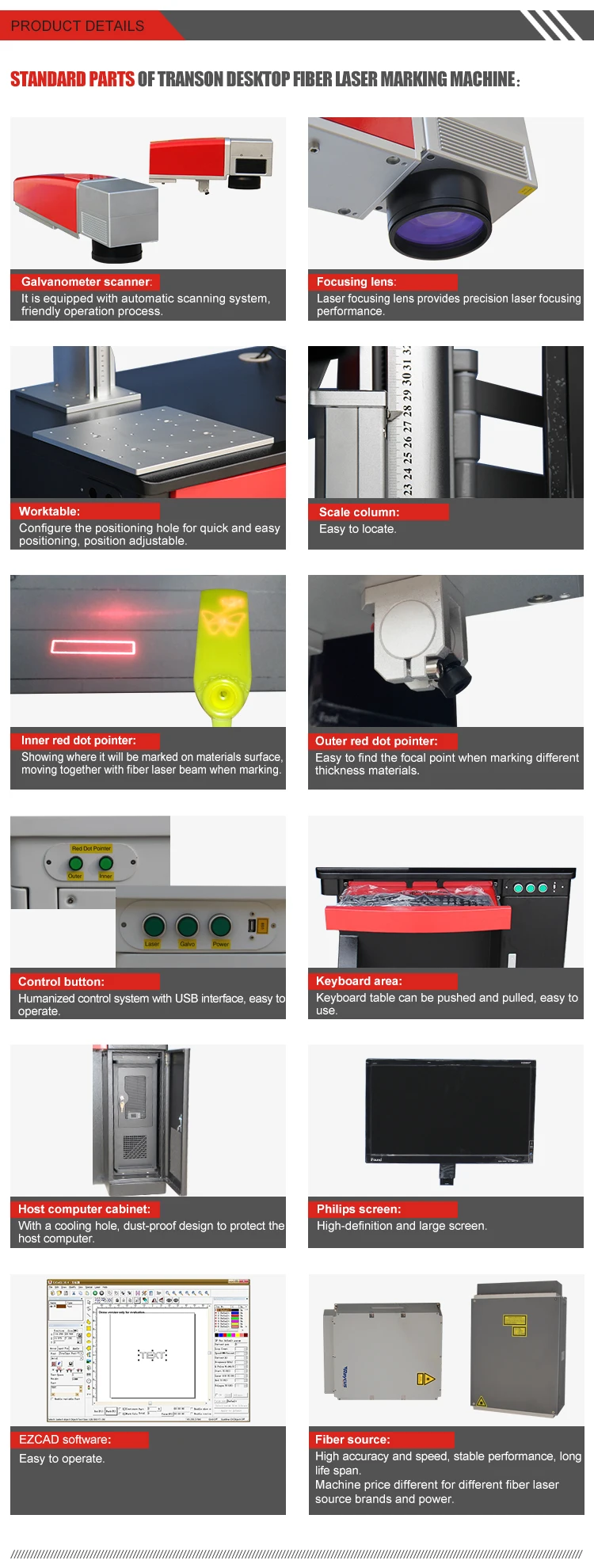 20W 3D Desktop  Fiber Laser Marking and Engraving Machine