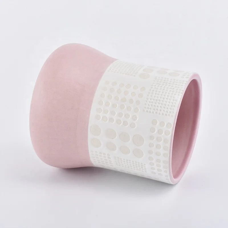 Vintage pink glazed customized candle votive holder church ceramic jar party decoration suppliers
