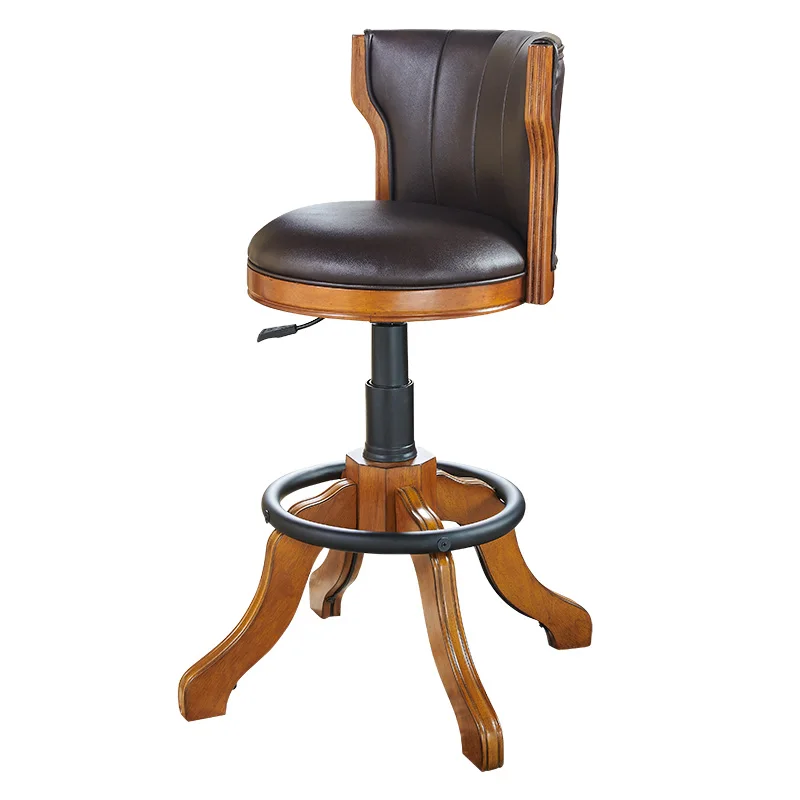 Modern Luxury Bar Stool Swivel Metal Wood Kitchen Leather Adjustable