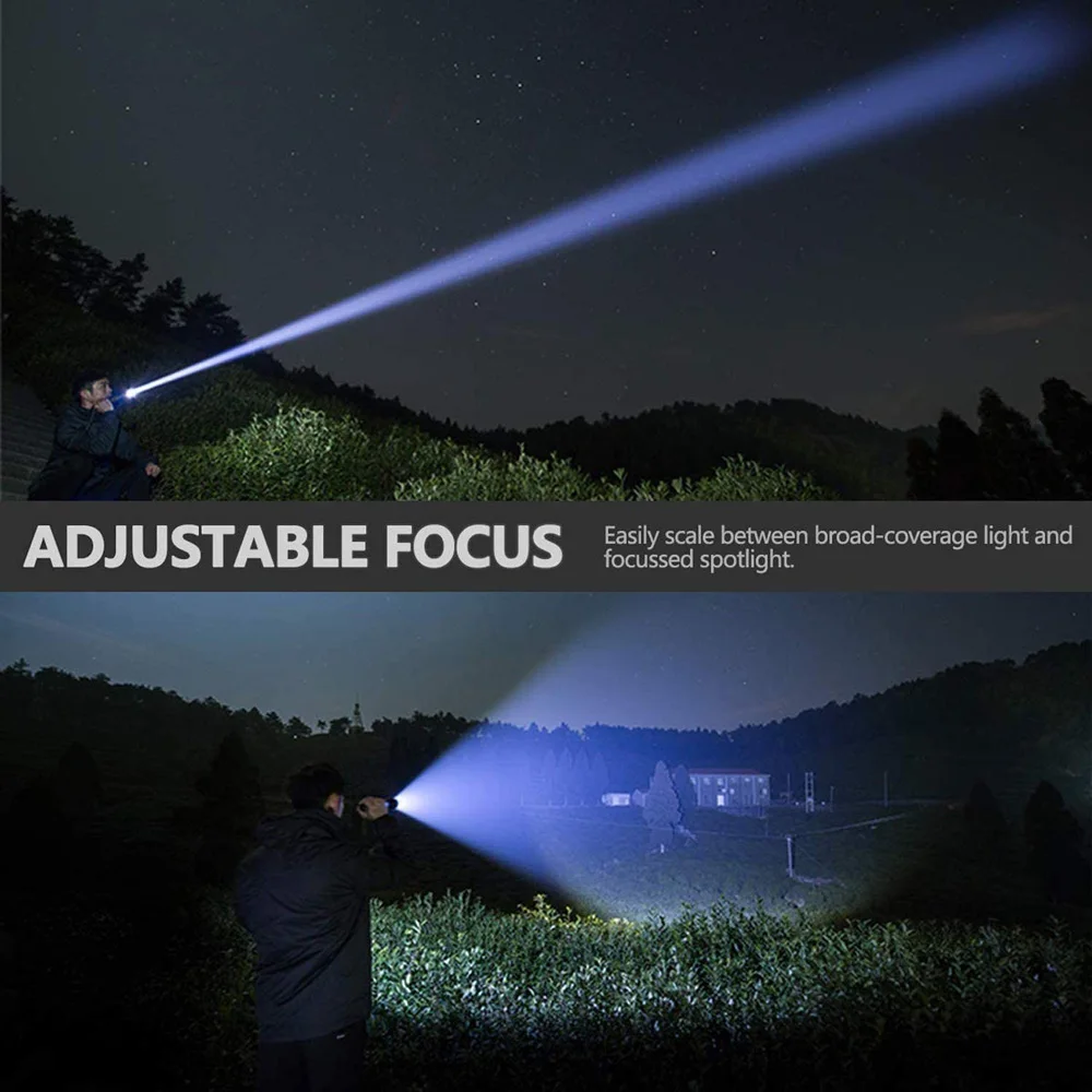 LED Flashlight Telescopic Dimming XPH70 Flashlight Rechargeable Battery ZOOM Flashlight Emergency Aluminum Alloy 90 30000 36000 supplier