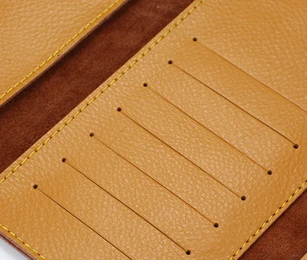 Brown color fashion ladies clutch bag magnetic button genuine leather women wallet