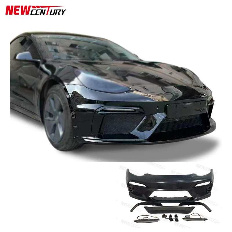 Gt4 Style Plastic Front Bumper Daytime Running Light For Tesla Model 3