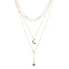 2019 new cross-border jewelry in Europe and the United States fashion personality moon and star diamond multi-layer necklace
