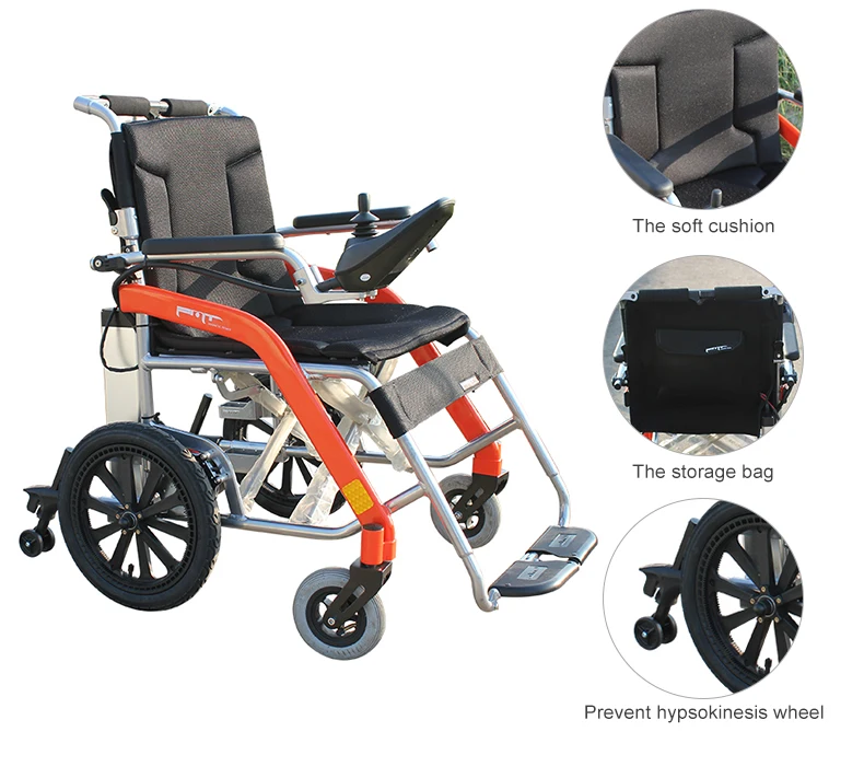 Aluminum alloy FMT Lightweight travel folding electric wheelchair for disabled Folding electric wheelchair