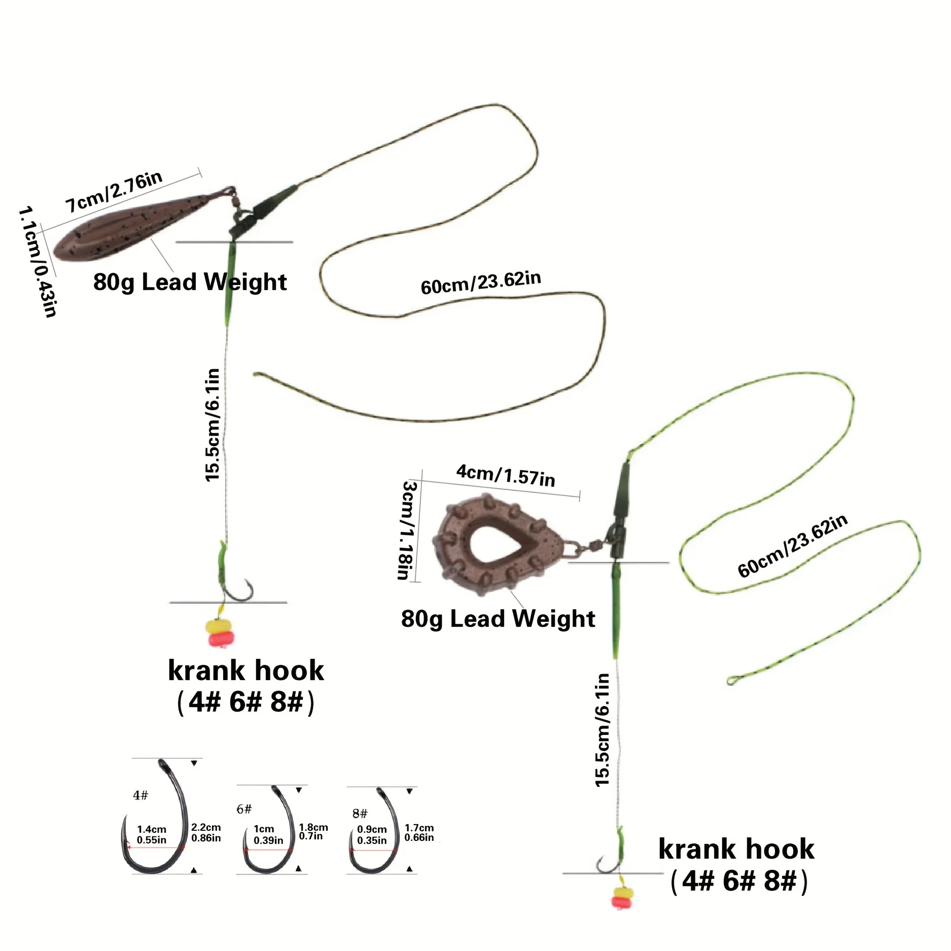Carp Fishing Hair Rigs Ready Made Carp Fishing Hook Size #4/#6/#8 ...